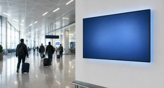 Informationstavla på svensk flygplats